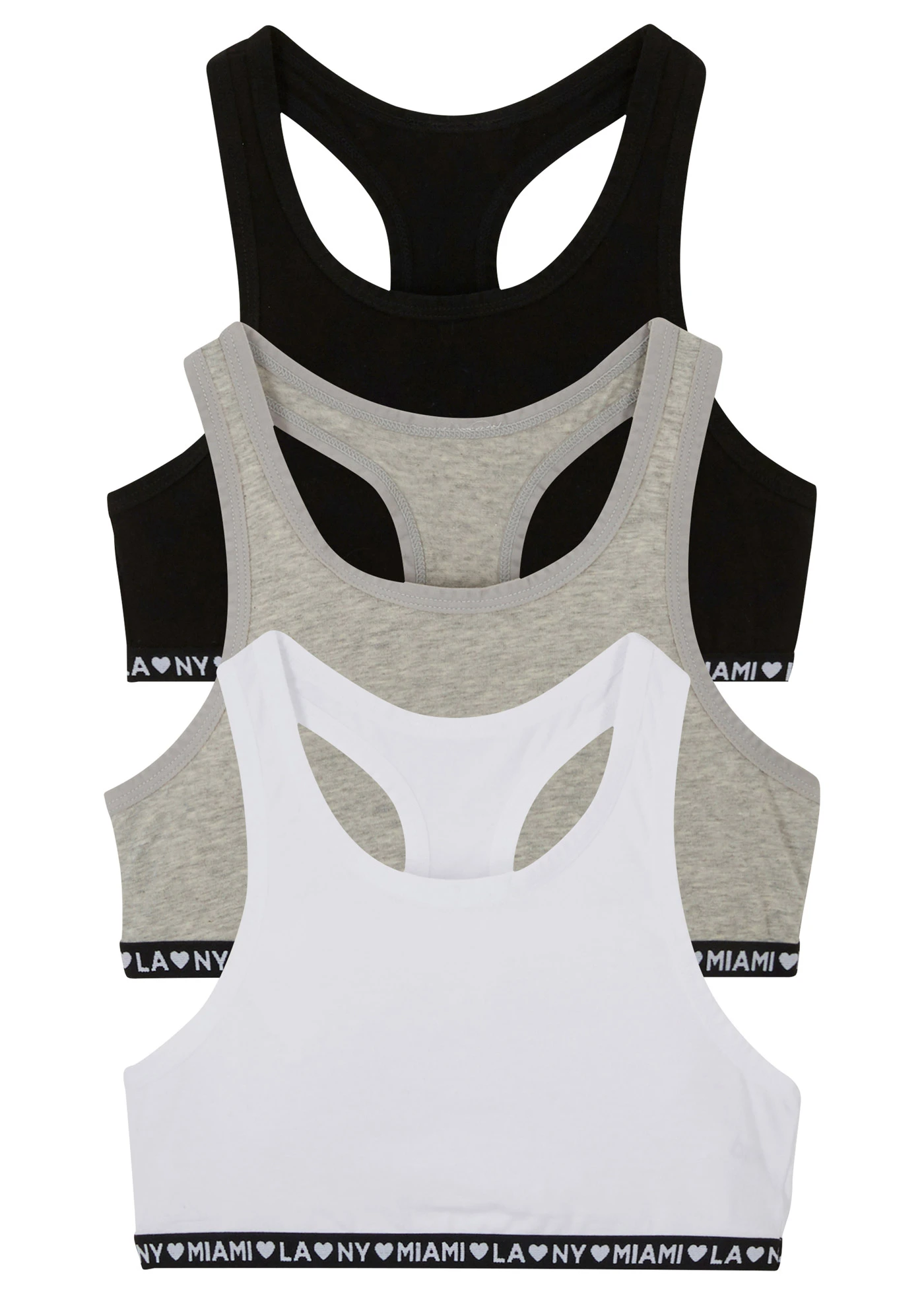 Bralette met zacht katoen (set van 3) • zwart wit lichtgrijs gemêleerd • bonprix online shop