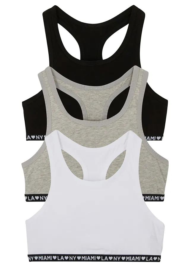 Bralette met zacht katoen (set van 3) • zwart wit lichtgrijs gemêleerd • bonprix online shop