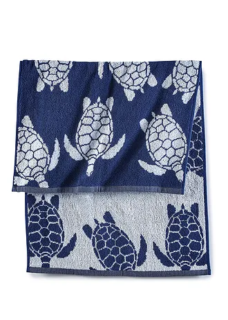 Katoenen handdoek met schildpadden • blauw • bonprix online shop