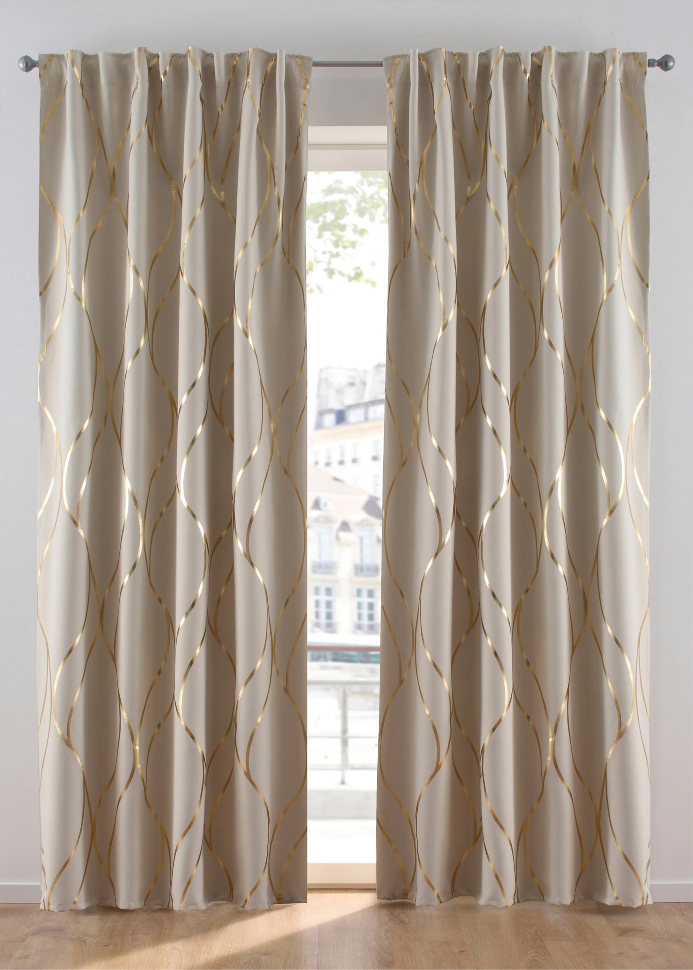 Draperie opacă suprafața lucios (1 buc.) • crem/auriu • magazin bonprix