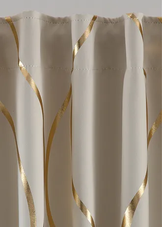 Zastiňující závěs s lesklým potiskem (1 ks v balení) • krémovo-zlatá • bonprix obchod