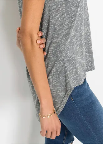 Dlouhé triko z viskózové směsi • světle šedý melír s potiskem • bonprix obchod