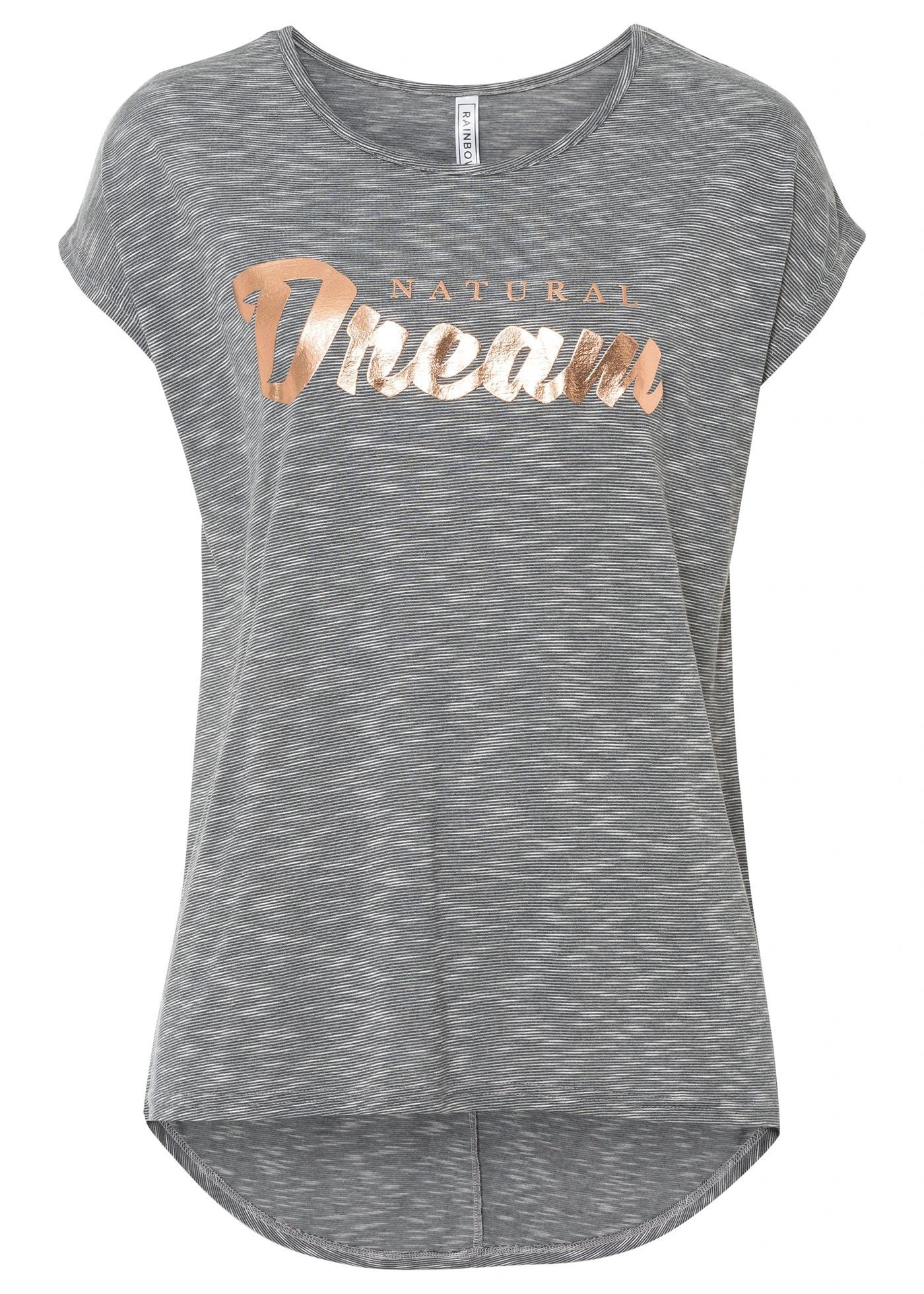 Dlouhé triko z viskózové směsi • světle šedý melír s potiskem • bonprix obchod