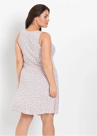 Nuisette courte et douce en viscose mélangée, Couleur: rose pâle pois menthe