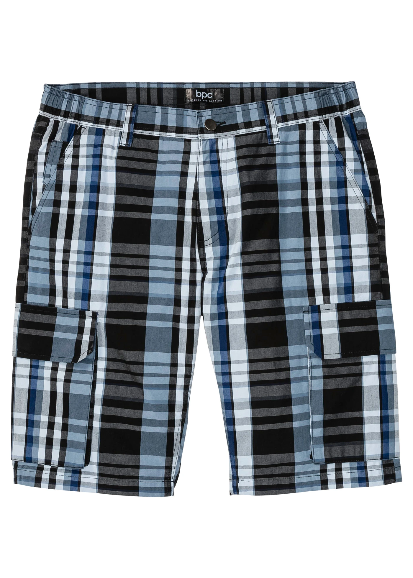 Cargo bermudy s pohodlným pasem, Regular Fit • modrá kostka • bonprix obchod