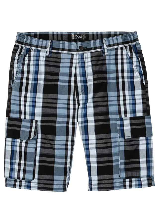 Cargo bermudy s pohodlným pasem, Regular Fit • modrá kostka • bonprix obchod