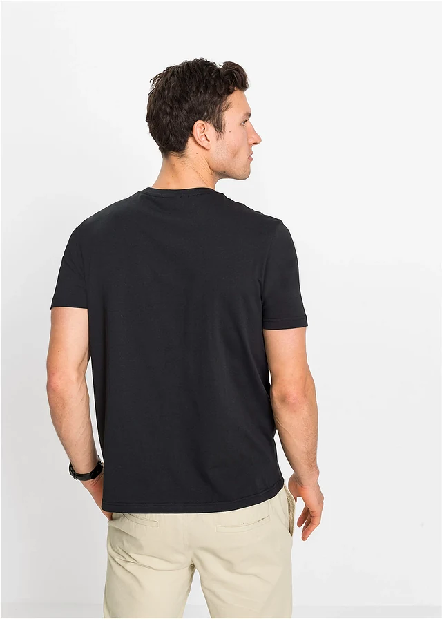T-shirt van biologisch katoen (set van 2) • zwart+turkoois met print • product-page.page-title-suffix