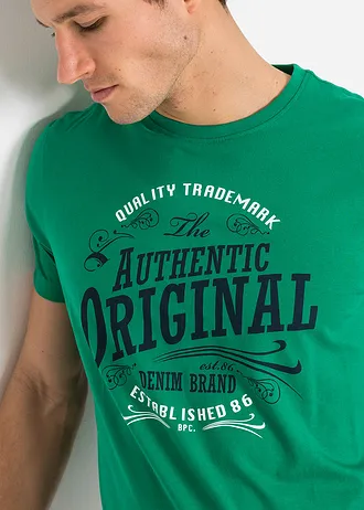 T-shirt van biologisch katoen (set van 2) • mintgroen+donkerblauw met print • bonprix online shop