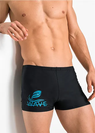 Pantaloni baie cu uscare rapidă • negru cu imprimeu • magazin bonprix