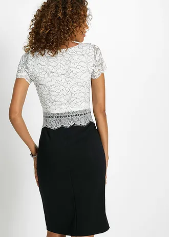 Robe avec dentelle • noir-écru • Boutique bonprix