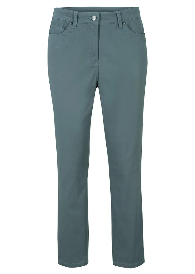 7/8 slim fit stretch broek, high waist, Kleur: eucalyptusgroen