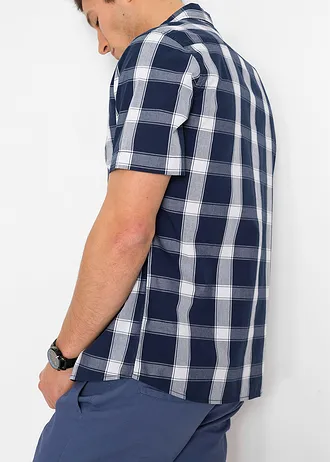 Overhemd van katoen met korte mouwen • donkerblauw geruit • bonprix online shop