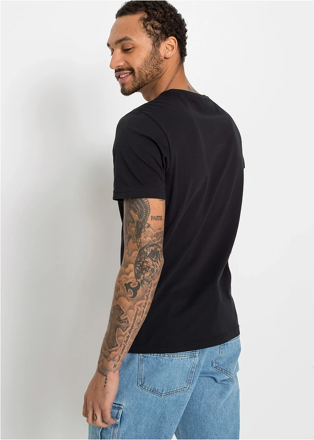 Lot de 2 T-shirts • noir + gris clair chiné imprimé • product-page.page-title-suffix