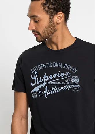 Tricou (set/2 buc.) • negru/gri melanj imprimat • magazin bonprix