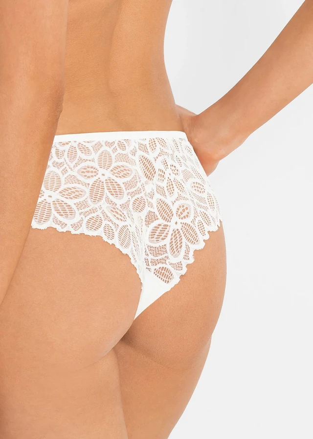 Brazilian slip van sierlijk kant, Kleur: wit