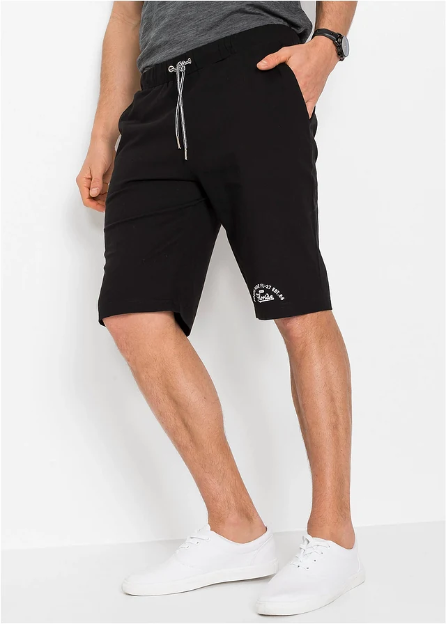 Bermuda en jersey 100% coton, Couleur: noir imprimé