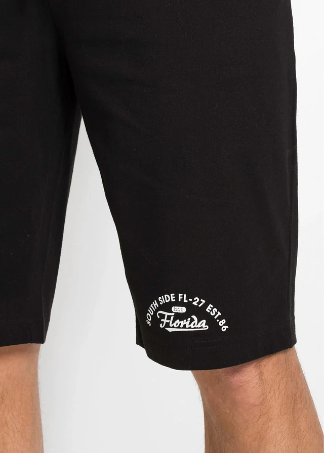 Jersey bermuda van biologisch katoen • zwart met print • product-page.page-title-suffix