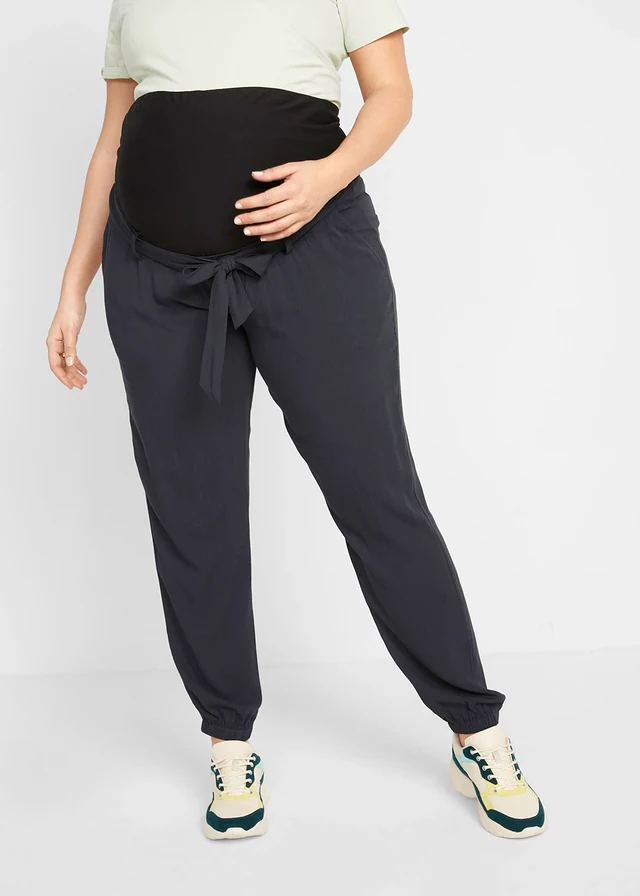 Zwangerschapsbroek van viscose, loose fit, Kleur: zwart