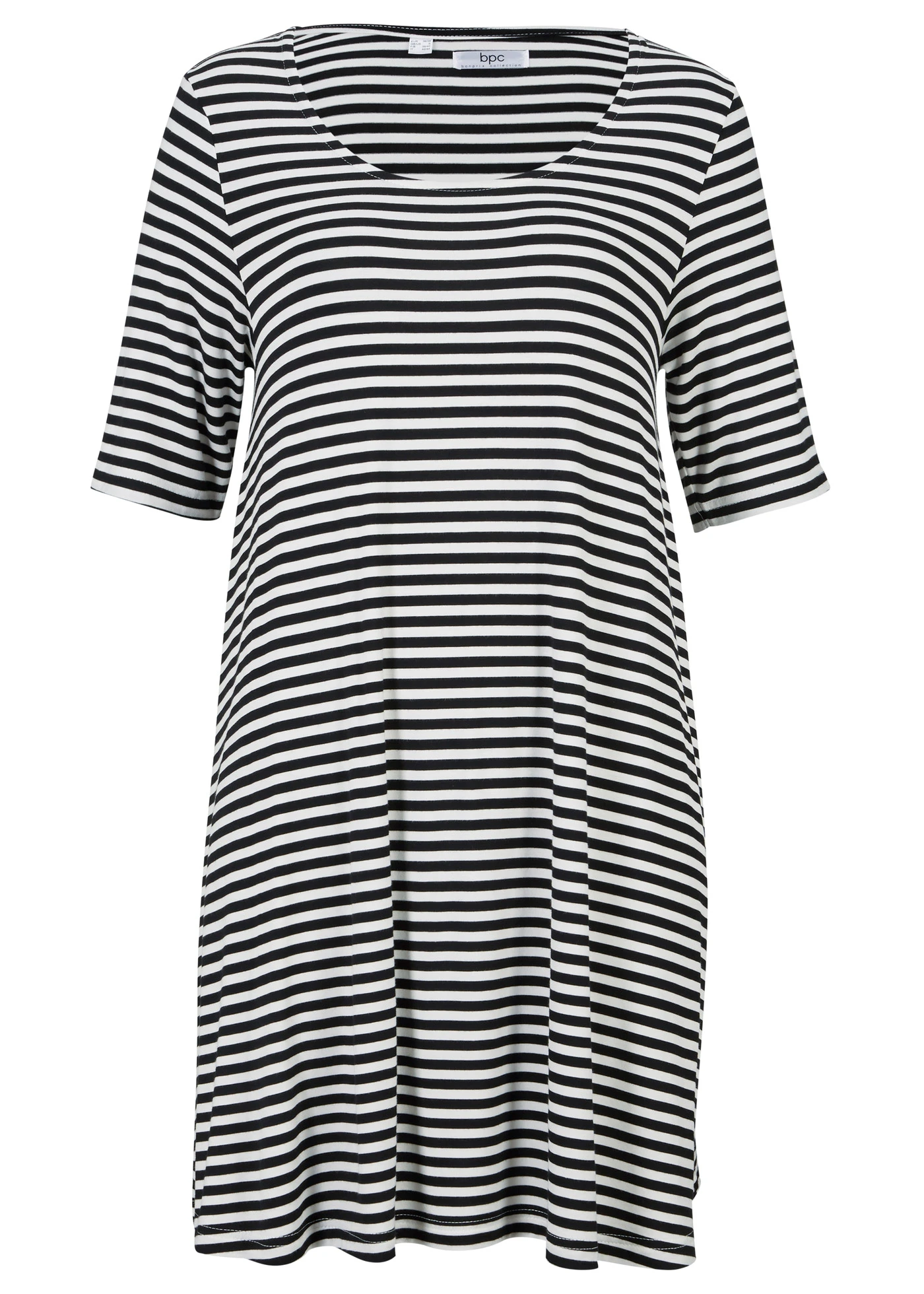 Tunique T-shirt en viscose extensible • noir/blanc rayé • Boutique bonprix