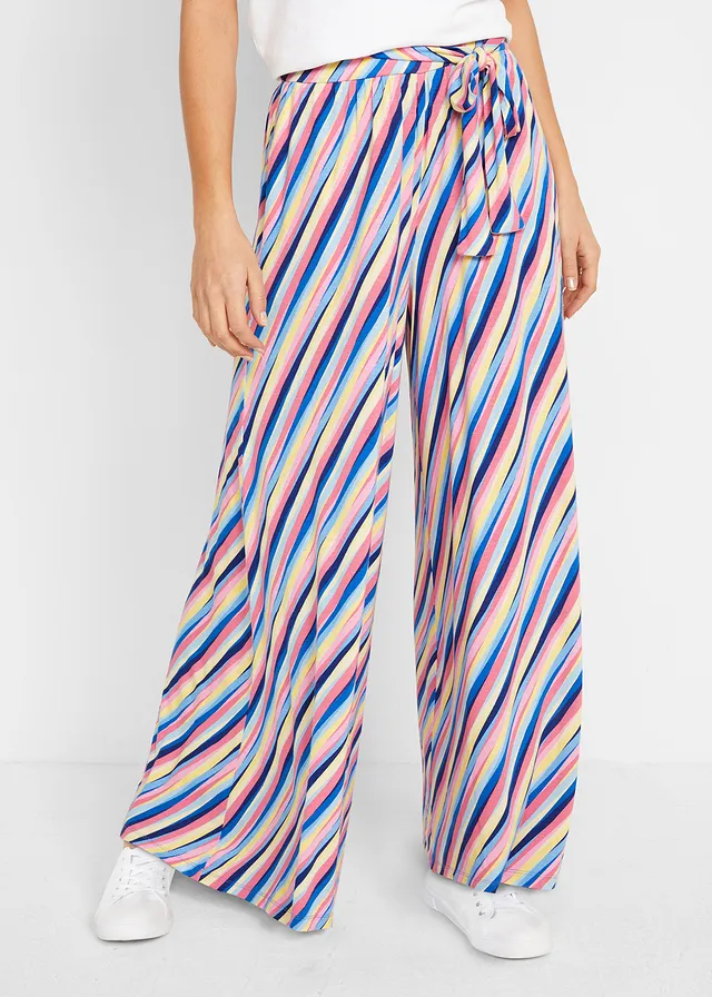 Pantalon palazzo en jersey doux • multicolore rayé • product-page.page-title-suffix