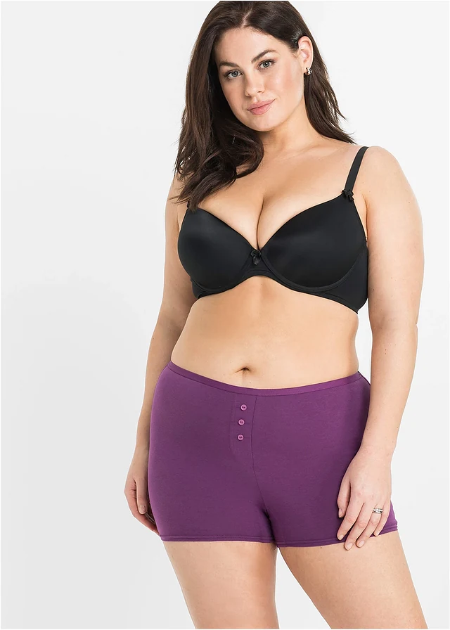 Tailleboxer van zacht katoen (set van 4), Kleur: zwart + viooltjespaars