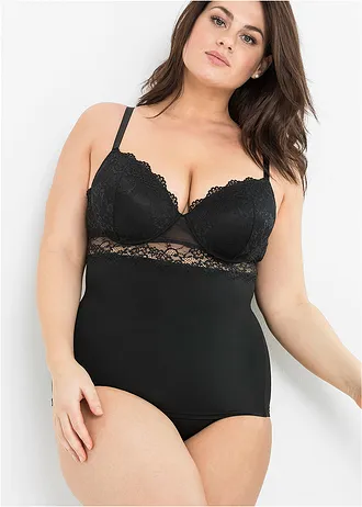 Caraco soutien-gorge en matière microfibre lisse, Couleur: noir