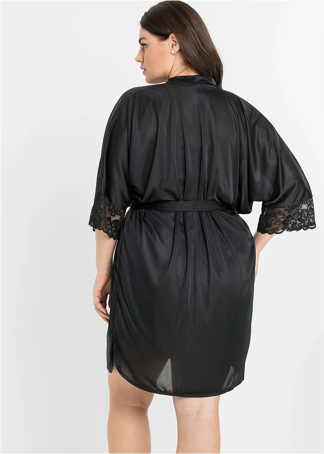 Kimono en satin, Couleur: noir