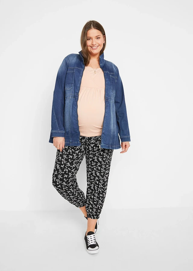 Pantalon de grossesse, Couleur: noir à fleurs
