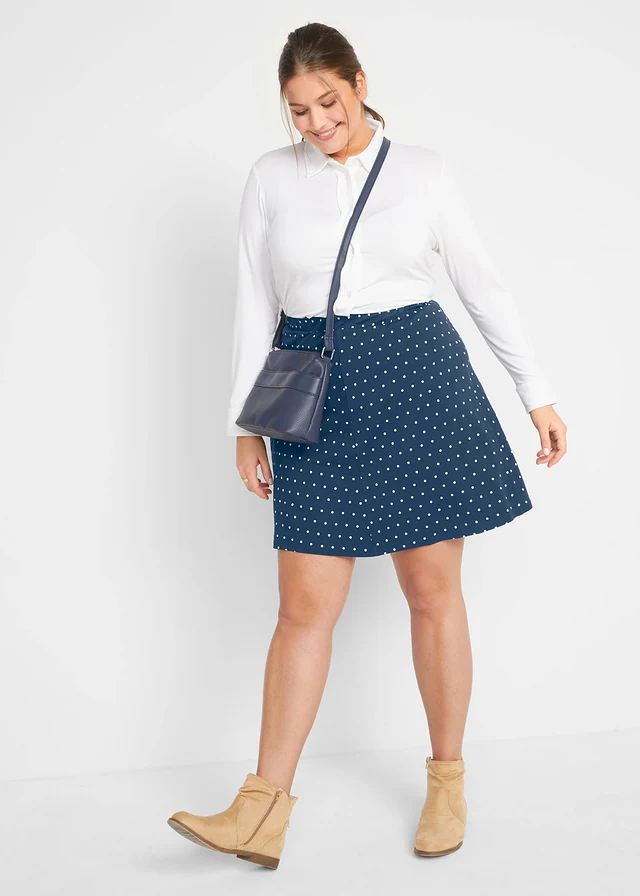 Jersey rok (set van 2), Kleur: gestipt donkerblauw-wit+zwart