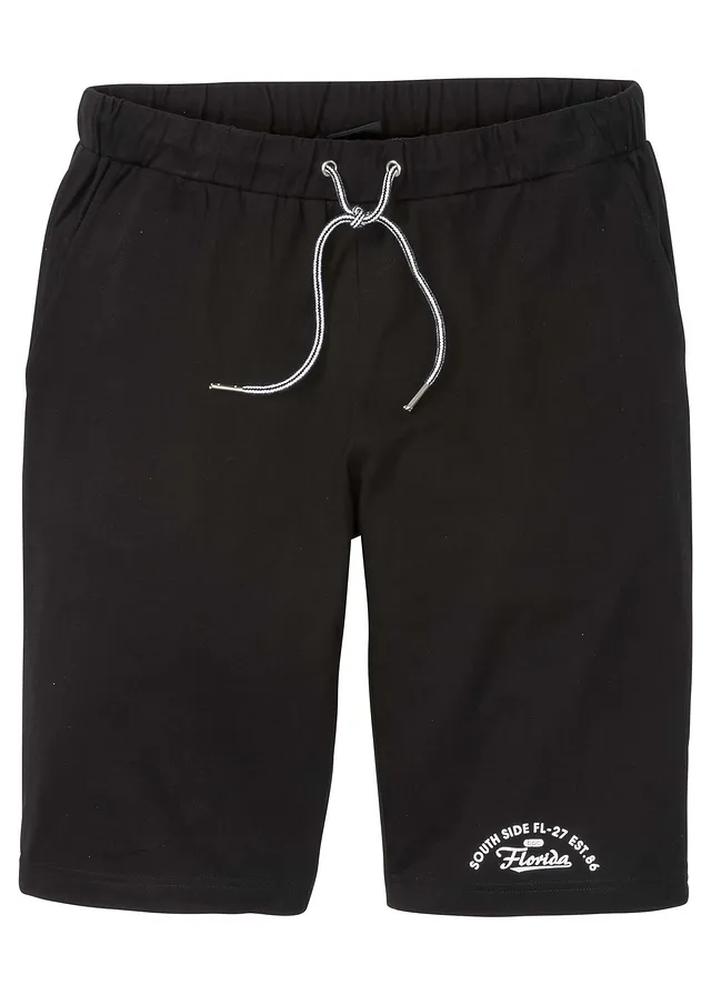 Žerzejové bermudy z čisté organické bavlny • černá s potiskem • bonprix obchod