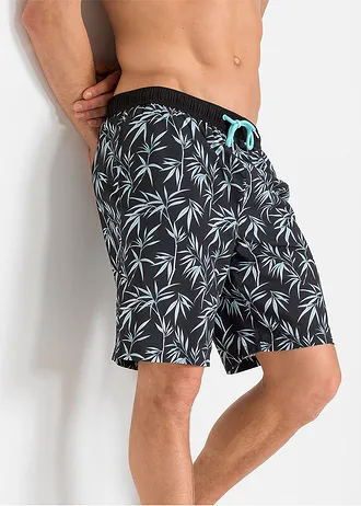 Heren zwemshort • zwart-wit gebloemd • bonprix online shop