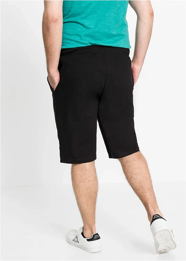 Bermude de jerse din bumbac organic 100%, culoare: negru cu imprimeu