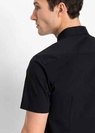 Cămașă slim fit, stretch, cu mânecă scurtă • negru • magazin bonprix