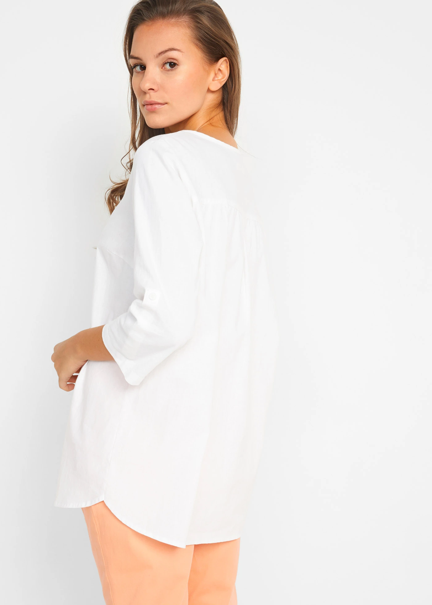 Halenka se lnem, 3/4 rukáv • bílá • bonprix obchod