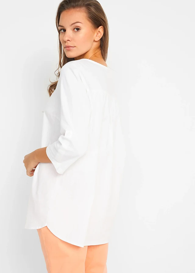 Blouse met linnen, 3/4 mouw • wit • product-page.page-title-suffix