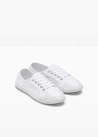 Sneakers met kant • wit • bonprix online shop