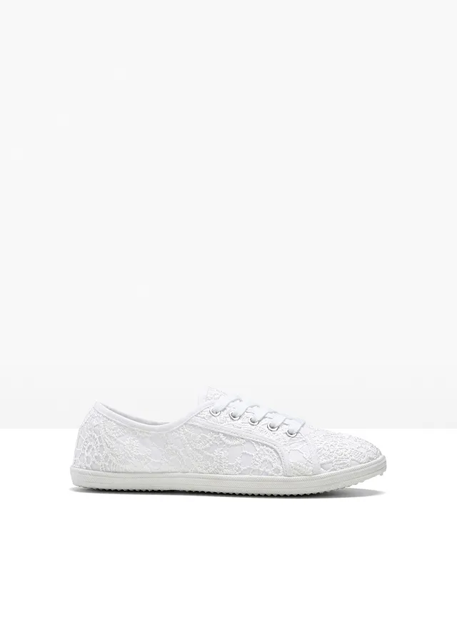 Sneakers met kant • wit • bonprix online shop