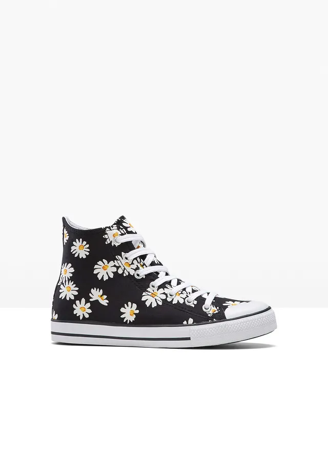 Baskets montantes, Couleur: noir-fleurs