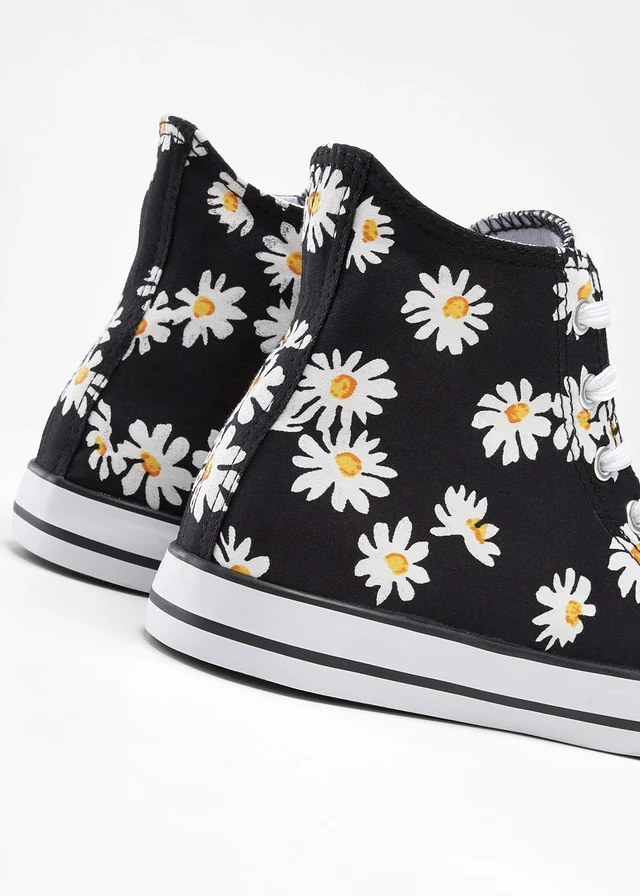 Baskets montantes, Couleur: noir-fleurs