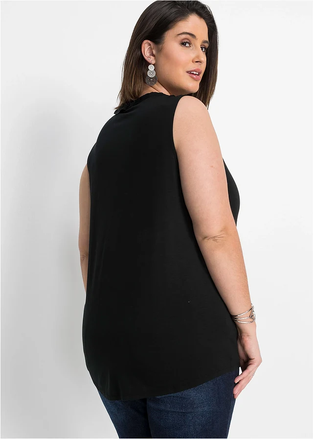 Top en viscose extensible, Couleur: noir