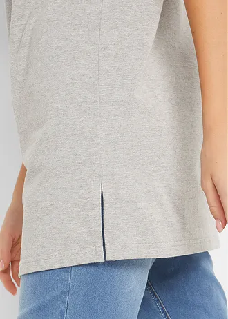 Basic longshirt met V-hals (set van 2) • lichtgrijs gemêleerd+antraciet gemêleerd • bonprix online shop