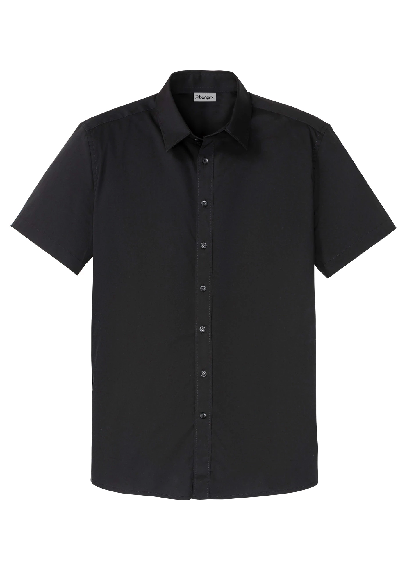Koszula z krótkim rękawem, ze stretchem, slim fit • czarny • sklep bonprix