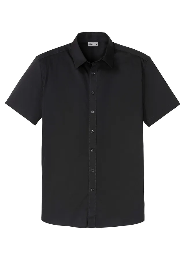 Rövid ujjú sztreccs ing, Slim Fit • fekete • bonprix áruház