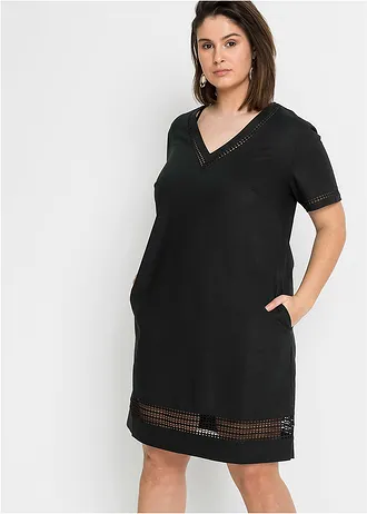 Jurk met kant, Kleur: zwart