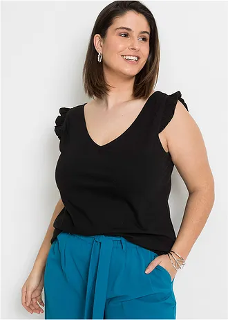 Top z čisté organické bavlny, barva: černá