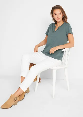 T-shirt à encolure originale • vert eucalyptus • Boutique bonprix