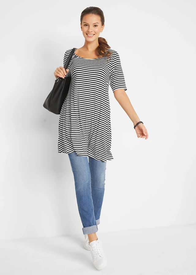 Shirt tuniek in een viscosemix • zwart/wit gestreept • product-page.page-title-suffix