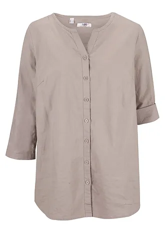 Halenka se lnem, 3/4 rukáv • béžovošedá • bonprix obchod