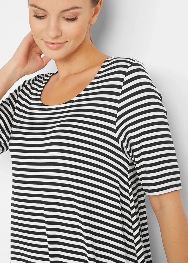 Shirt tuniek in een viscosemix • zwart/wit gestreept • product-page.page-title-suffix