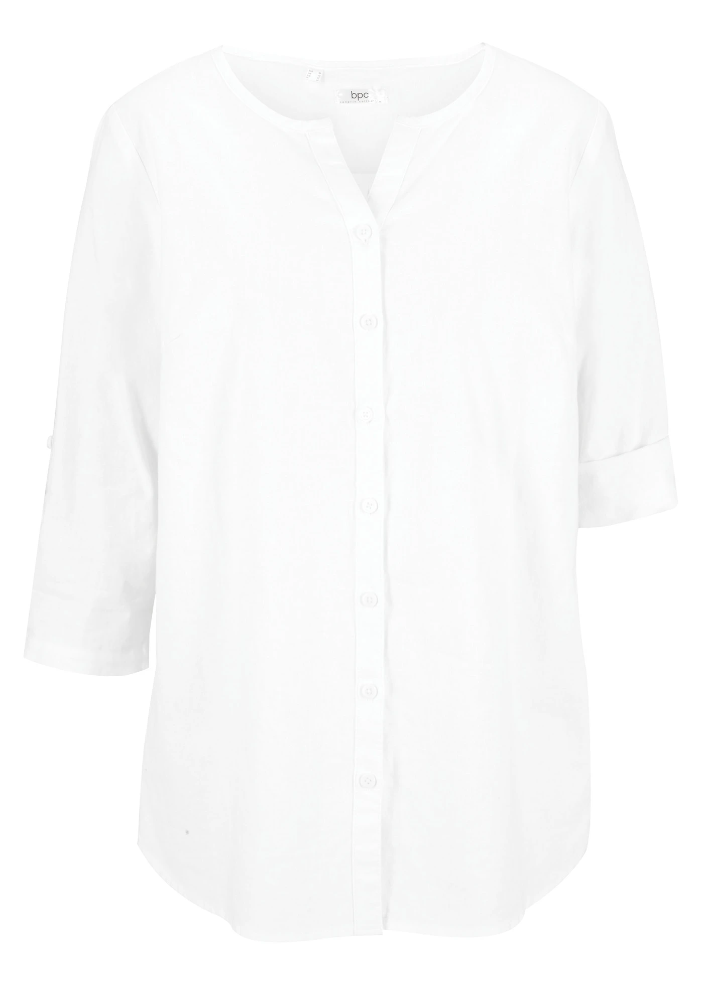 Halenka se lnem, 3/4 rukáv • bílá • bonprix obchod